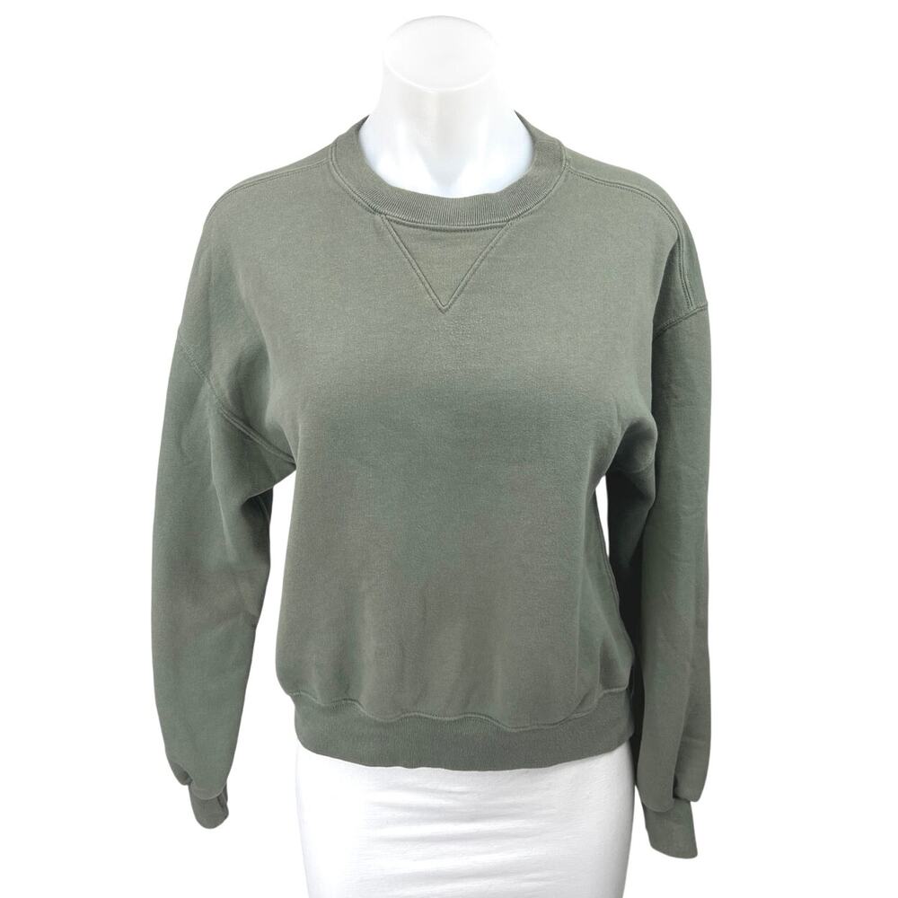 Abercrombie & Fitch Green Fleece Long Sleeve Crew Neck Sweatshirt Sweater Top S